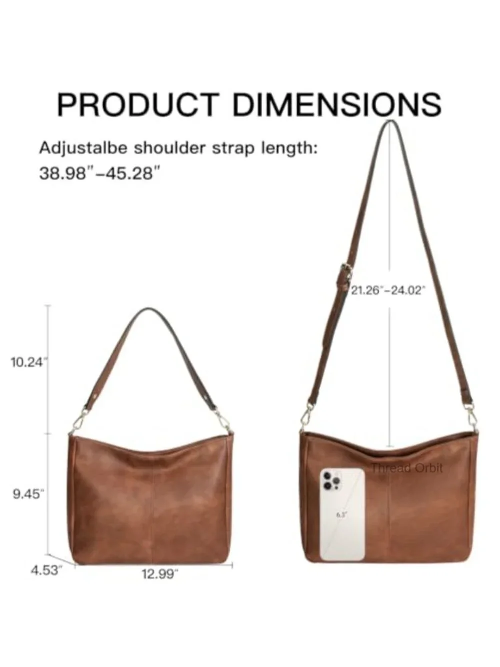 Women's Hobo Bag Soft Vegan Leather Shoulder Crossbody Purse Large Tote Multi